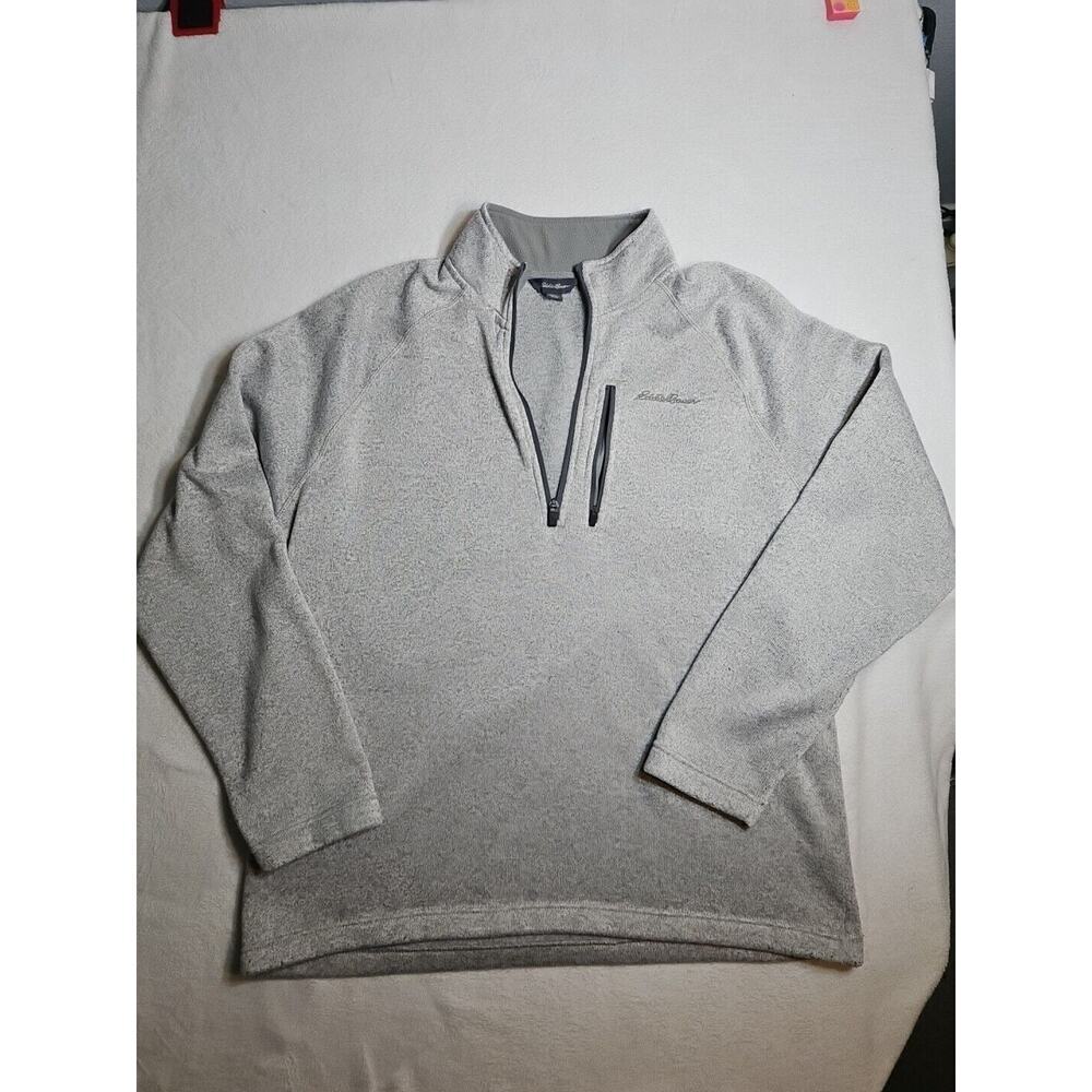 Eddie Bauer Outdoor Sweater Fleece QTR Zip Pullover Mens XL Gray Chest Zip Pkt